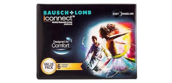 "Bausch & Lomb iConnect contact lenses with power range 1.00 to 11.00, offering extended vision comfort and clear, crisp vision for all-day wear."