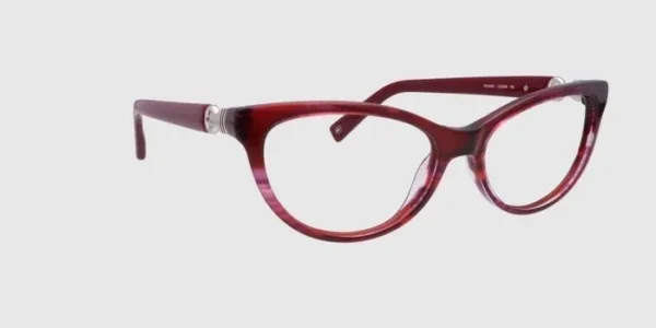 : "Tommy Hilfiger eyeglasses with stylish burgundy frames, offering a trendy and durable design perfect for everyday wear."